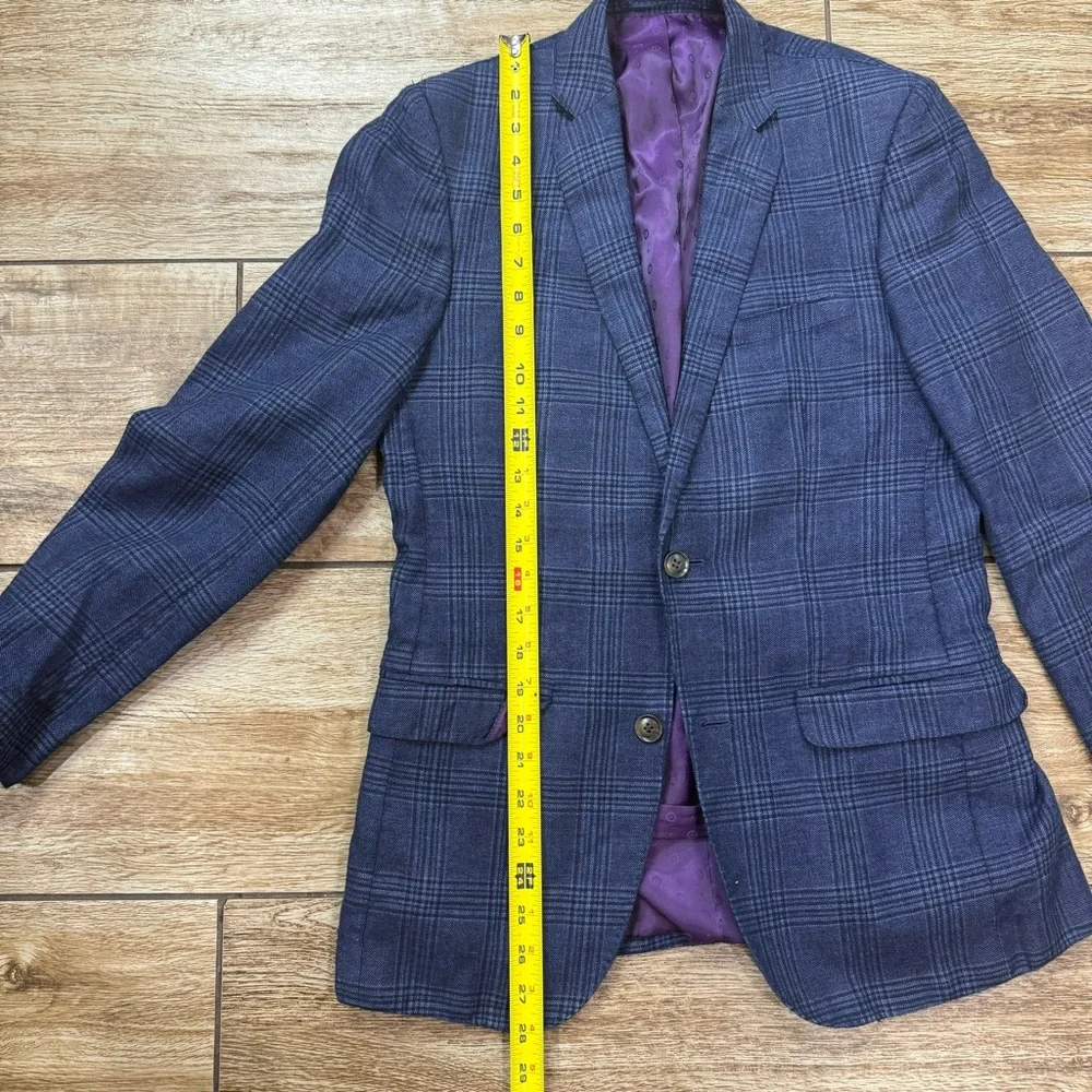 Moods of Norway Blue Plaid Wool linen Blazer Sz 36 EU 42 1865 Reda Lined Blazer - Picture 13 of 16